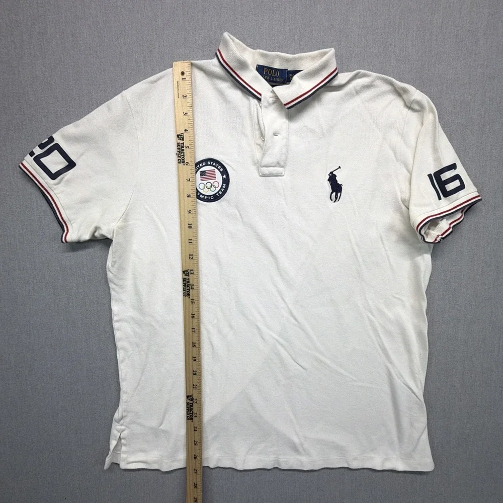 Ralph Lauren Polo Shirt Mens XL White USA Olympics 2016 Big Pony Short Sleeve